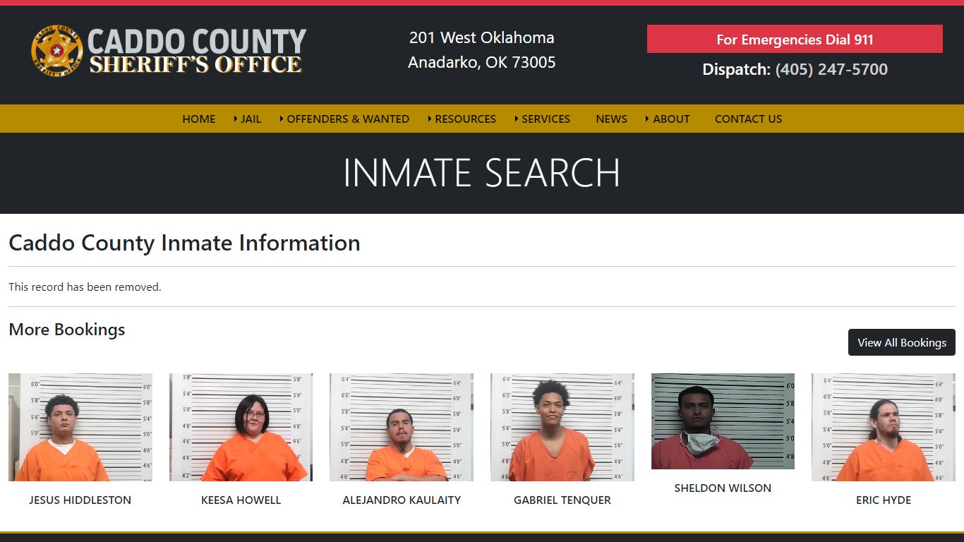 Inmate Search - Caddo County Sheriff's Office